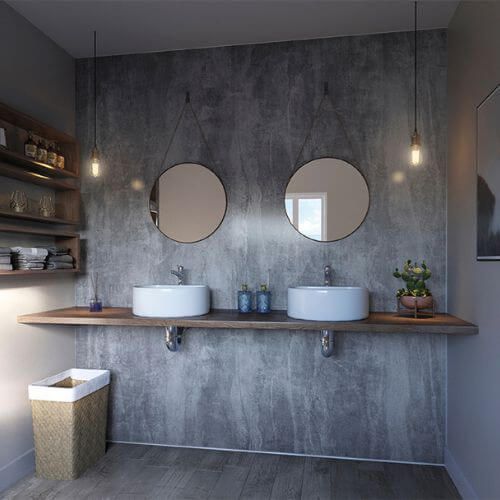 Laminate Shower Wall Panel Square Edge - 900mm x 2440mm x 10.5mm Washed Charcoal