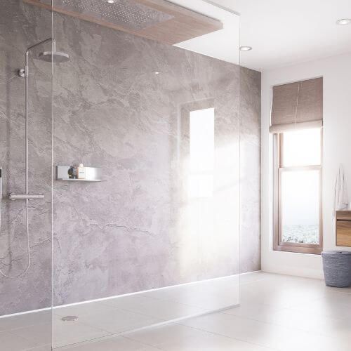 Laminate Shower Wall Panel Square Edge - 900mm x 2440mm x 10.5mm Moonstone