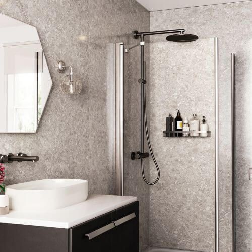 Laminate Shower Wall Panel Square Edge - 900mm x 2440mm x 10.5mm Stone Terrazzo