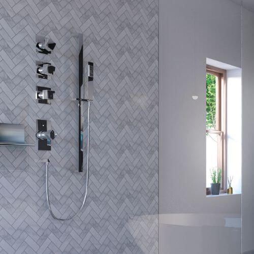 Acrylic Shower Wall Panel - 1200mm x 2400mm x 4mm Herringbone