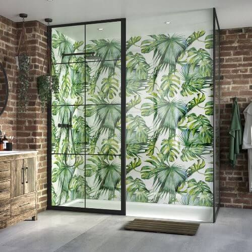 Acrylic Shower Wall Panel - 896mm x 2400mm x 4mm Botanical