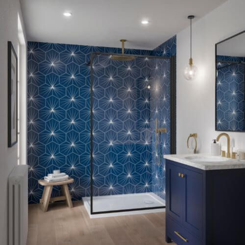 Acrylic Shower Wall Panel - 896mm x 2400mm x 4mm Starlight Sapphire