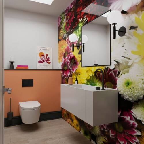 Acrylic Shower Wall Panel - 896mm x 2400mm x 4mm Flower Wall