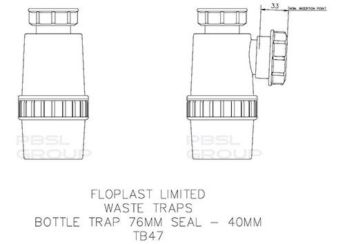 FloPlast Bottle Trap - 40mm White