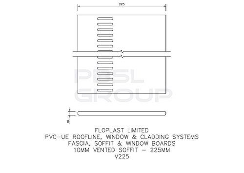 FloPlast Vented Soffit Board - 225mm x 10mm x 5mtr Black Ash Woodgrain