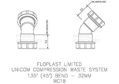 FloPlast Multi Fit Compression Waste Bend - 135 Degree x 32mm