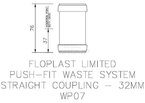 FloPlast Push Fit Waste Coupling - 32mm Grey