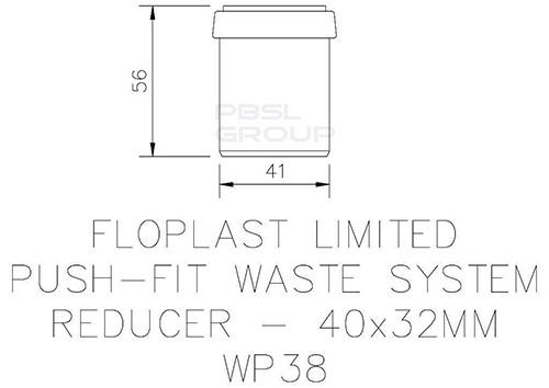 FloPlast Push Fit Waste Reducer - 40mm x 32mm Black