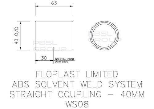 FloPlast Solvent Weld Waste Coupling - 40mm Black