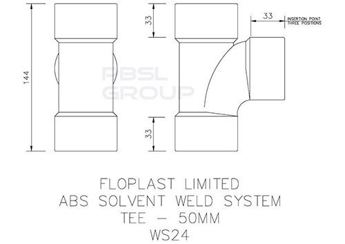 FloPlast Solvent Weld Waste Tee - 50mm White
