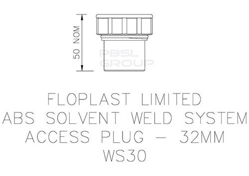FloPlast Solvent Weld Waste Access Plug - 32mm Grey