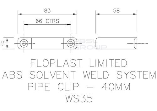 FloPlast Solvent Weld Waste Pipe Clip - 40mm Grey