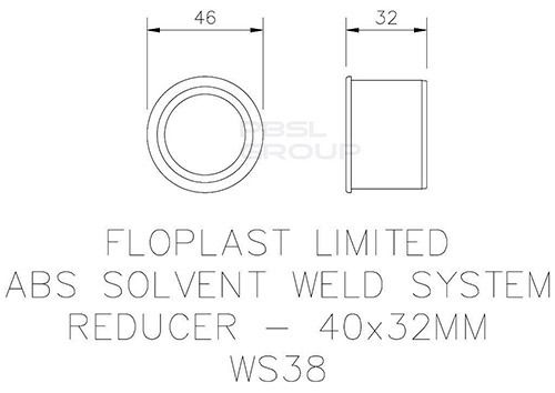 FloPlast Solvent Weld Waste Reducer - 40mm x 32mm Black