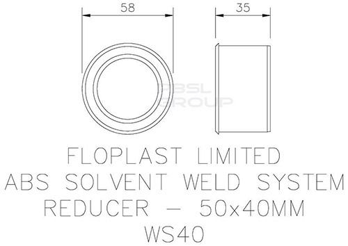 FloPlast Solvent Weld Waste Reducer - 50mm x 40mm White