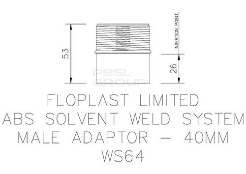 FloPlast Solvent Weld Waste Iron Coupling Male - 40mm White