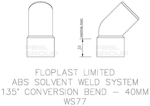 FloPlast Solvent Weld Waste Bend Swivel - 135 Degree x 40mm Grey