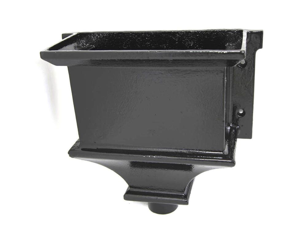 Cast Iron Round Downpipe Hopper Head Traditional Flanged Outlet - 75mm Black