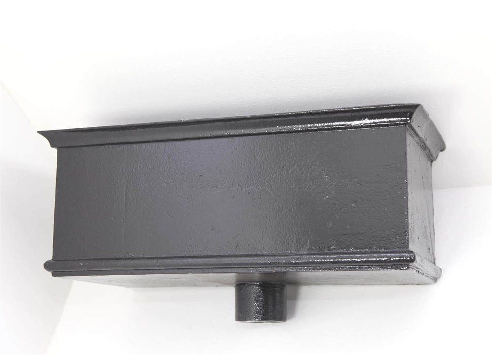 Cast Iron Rectangular Hopper Head Long Outlet - 610mm for 75mm Downpipe Black
