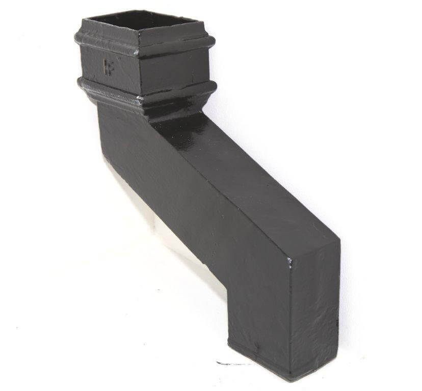 Cast Iron Square Downpipe Offset - 150mm Projection 75mm Black