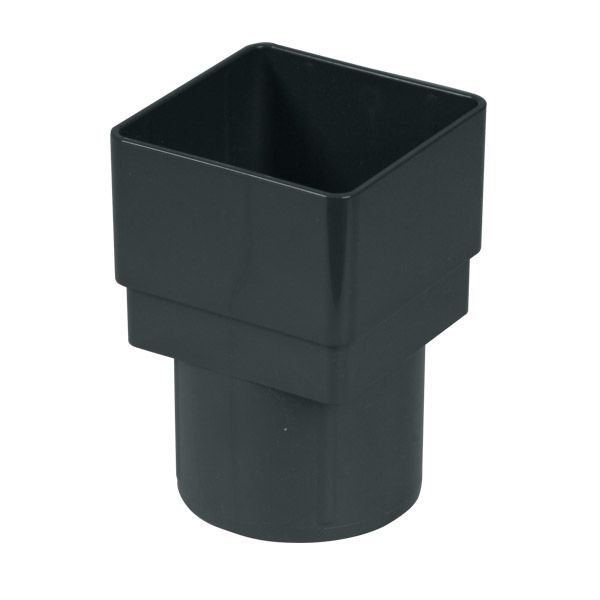 FloPlast PVC Square to PVC Round Downpipe Adaptor - Anthracite Grey