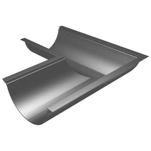 Aluminium Beaded Half Round Gutter Angle - 90 Degree x 125mm PPC Finish Anthracite Grey