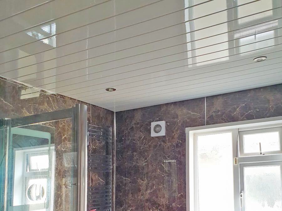 5 MM Bathroom Cladding 5mm Ceiling Panels Tile Effect PVC Shower Wet Wall 250 MM Wide X 2.6 m Long X Black Sparkle Pack of 5 DEEP