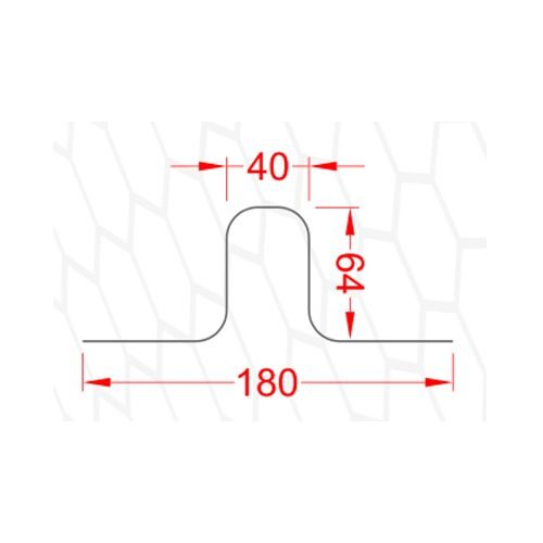 GRP Roofing Expansion Joint / Roll Mop Trim - 180mm (W) x 64mm (H) x 3000mm (L)