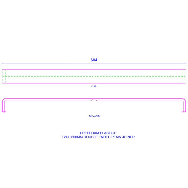 Fascia Double Ended Joint Trim - 600mm White Woodgrain