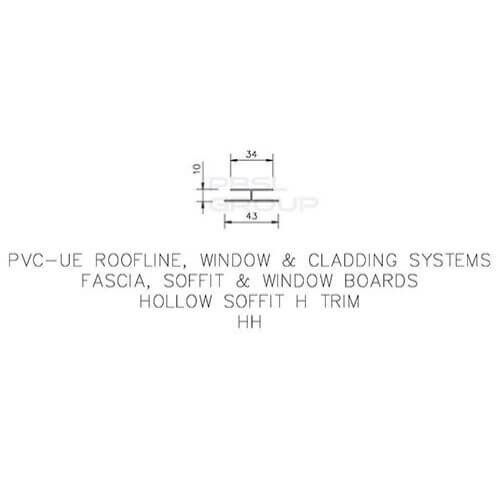 Hollow Soffit H Trim - 5mtr Black Ash Woodgrain