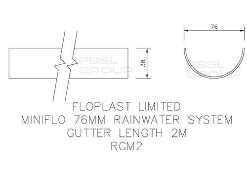 FloPlast Mini Gutter - 76mm x 2mtr Grey - Pack of 6