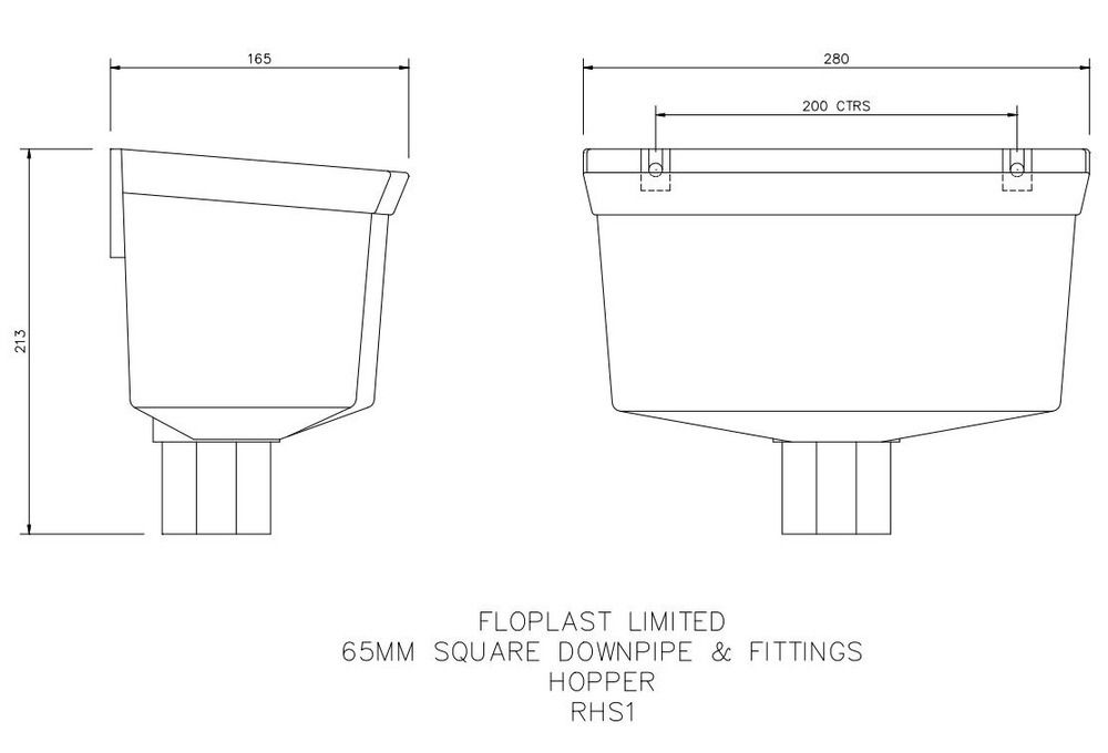 FloPlast Downpipe Universal Round/ Square Hopper - Grey