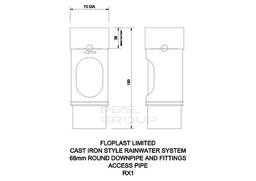 FloPlast Round Downpipe Access Pipe - 68mm Anthracite Grey