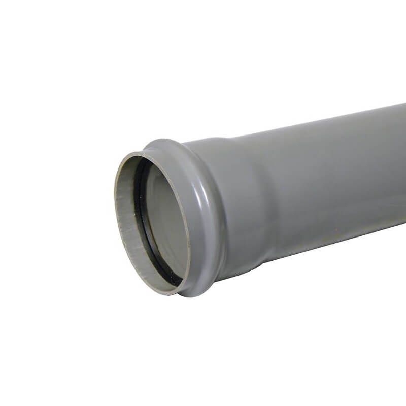 FloPlast Industrial/ Xtraflo Downpipe Single Socket - 110mm x 1mtr Grey