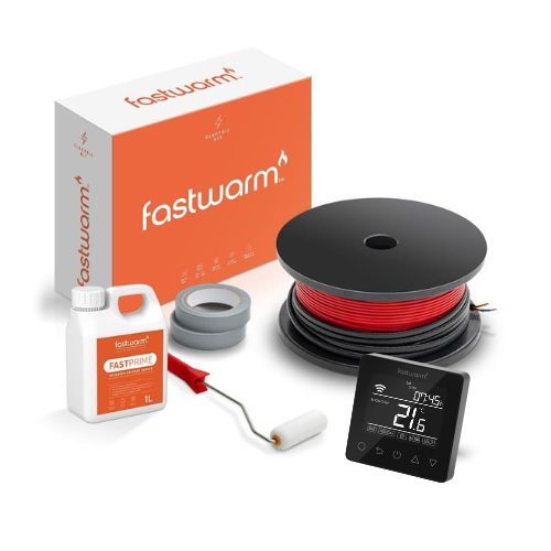 Fastwarm 150W Electric Underfloor Heating Cable - 0.75m2 - Wifi Black Thermostat