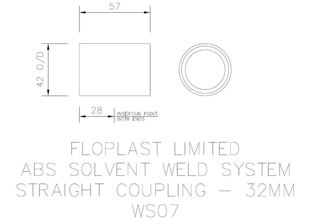 FloPlast Solvent Weld Waste Coupling - 32mm Black - Pack of 5
