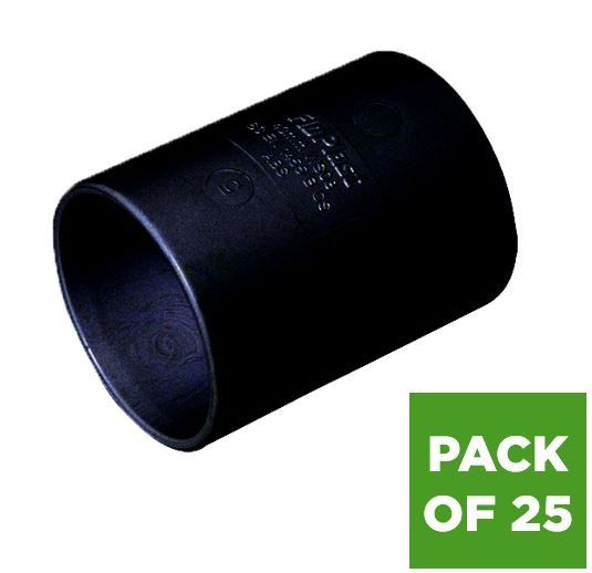 FloPlast Solvent Weld Waste Coupling - 32mm Black - Pack of 25
