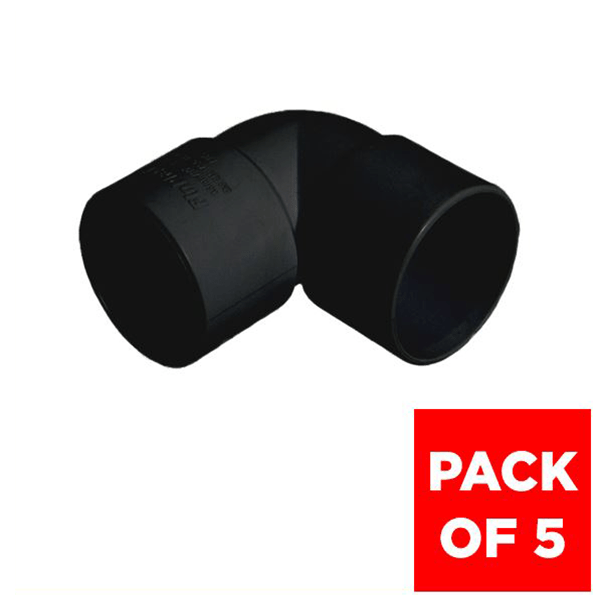 FloPlast Solvent Weld Waste Bend Knuckle - 90 Degree x 32mm Black - Pack of 5