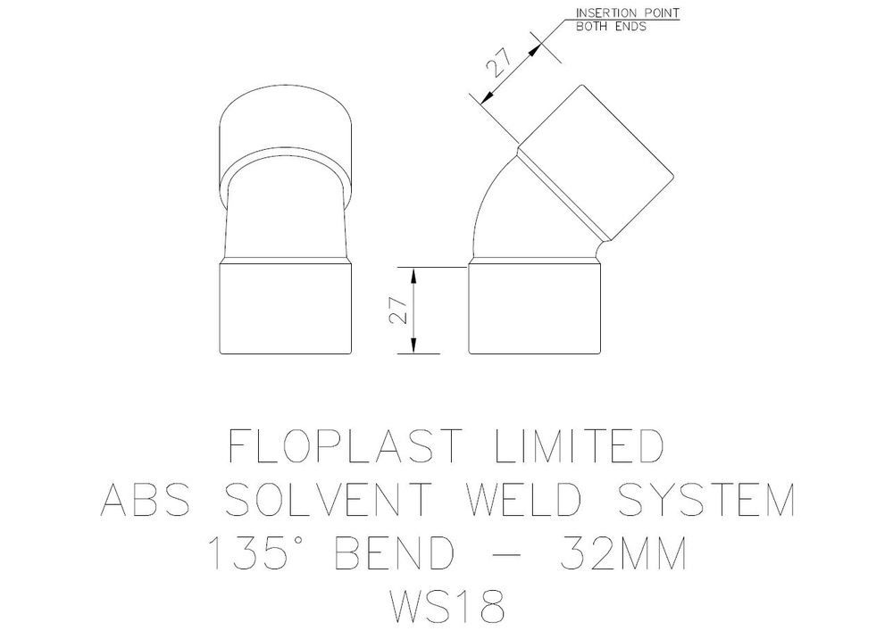 FloPlast Solvent Weld Waste Bend - 135 Degree x 32mm Grey - Pack of 5