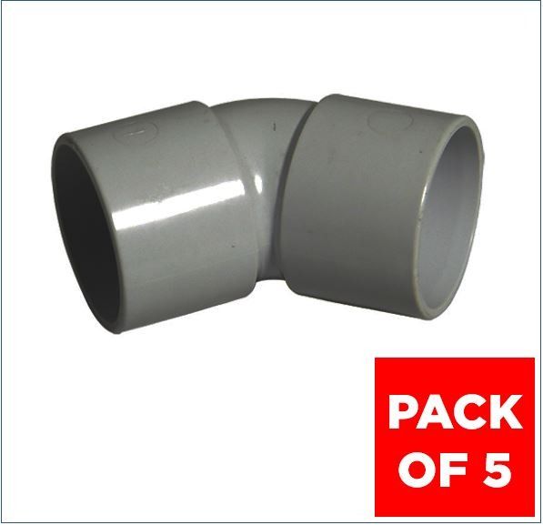 FloPlast Solvent Weld Waste Bend - 135 Degree x 32mm Grey - Pack of 5