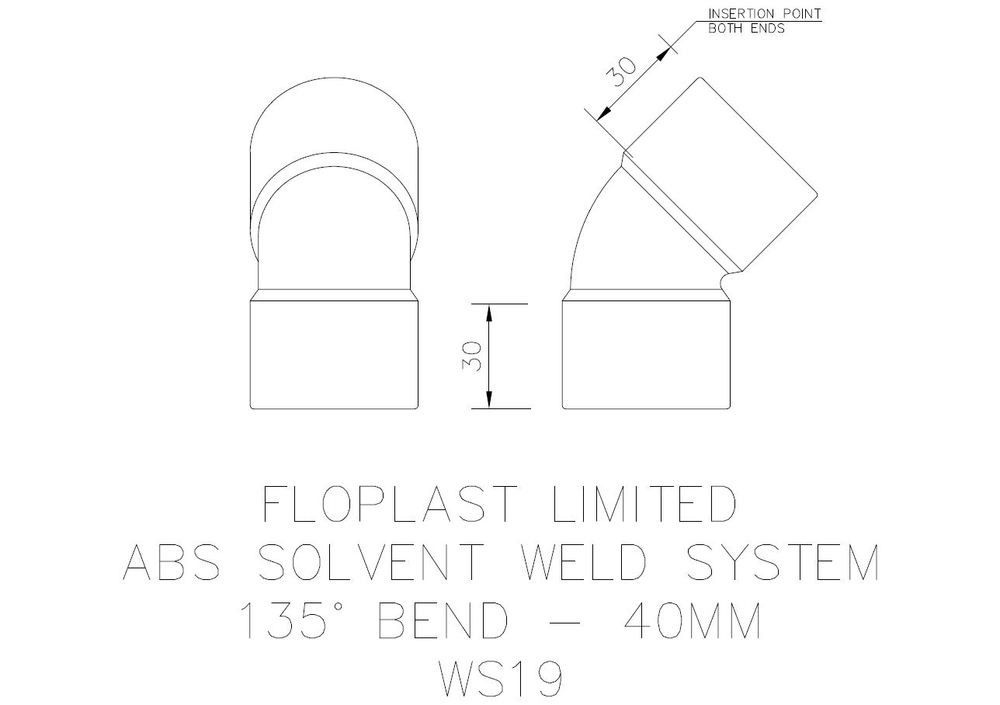 FloPlast Solvent Weld Waste Bend - 135 Degree x 40mm Grey - Pack of 5