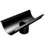 Aluminium Beaded Half Round Gutter Running Outlet - 125mm for 76mm Round Downpipe PPC Finish Black