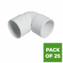 FloPlast Solvent Weld Waste Bend Knuckle - 90 Degree x 40mm White - Pack of 25
