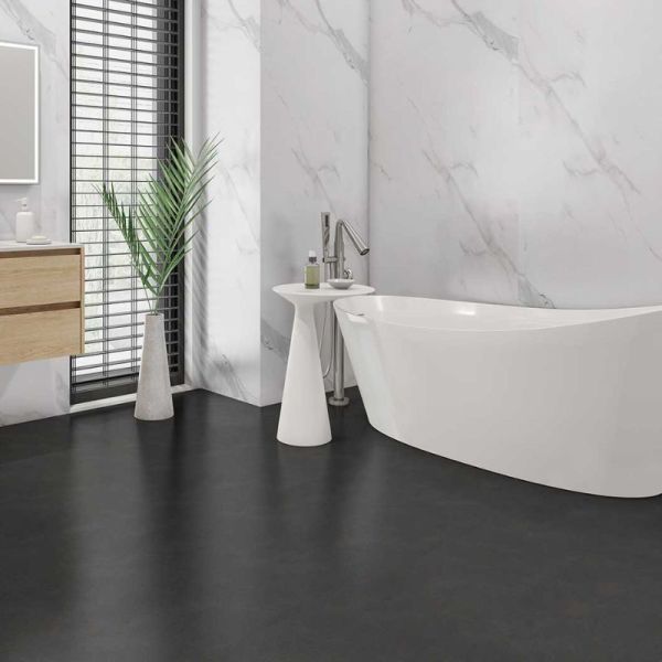 Bathroom Wall Panel - 1000mm x 2400mm x 10mm Matt Grey Carrara Marble