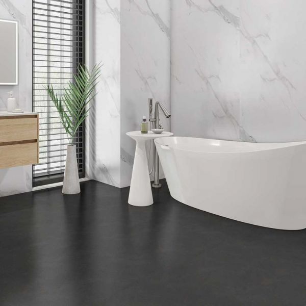 Bathroom Wall Panel - 1000mm x 2400mm x 10mm Matt Grey Carrara Marble