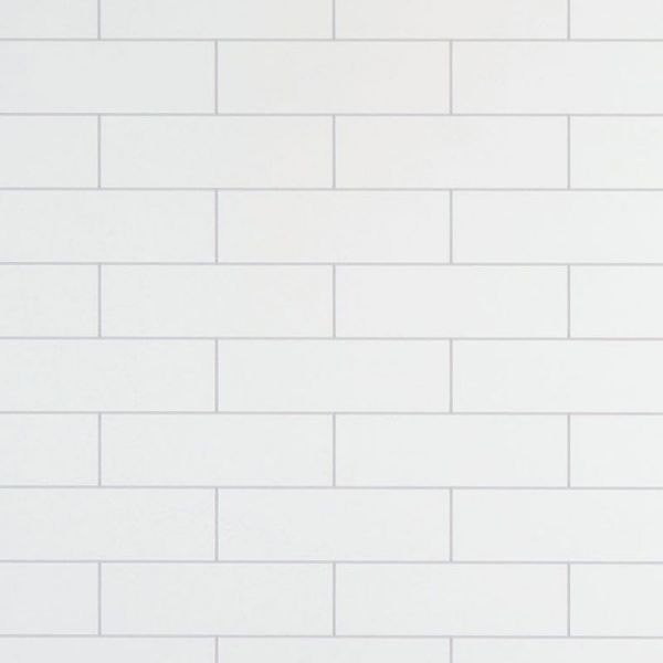 Bathroom Wall Panel - 1000mm x 2400mm x 10mm Grout Line White London Tile