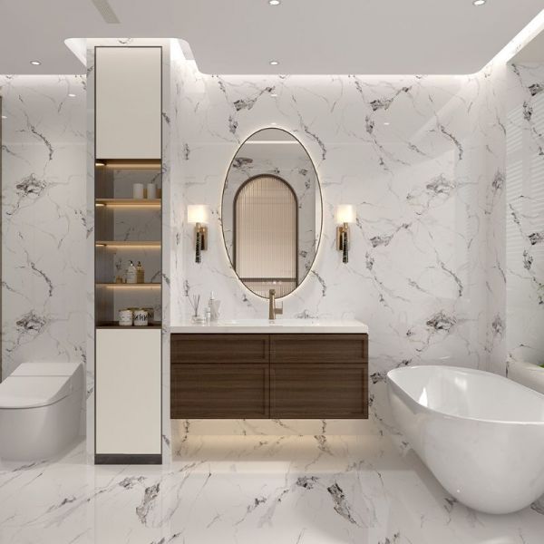 Bathroom Wall Panel - 1000mm x 2400mm x 10mm Onyx Carrara Marble Super Matt