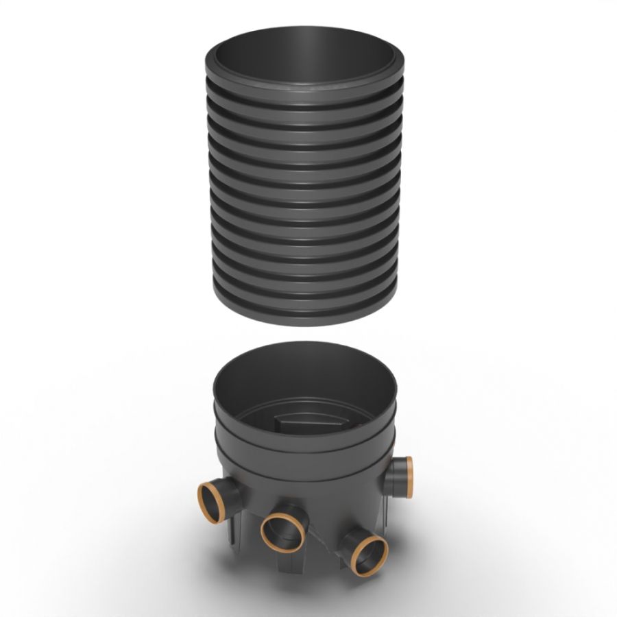 Inspection Chamber Set - 450mm Diameter x 960mm Depth with 110mm Channel & 110mm Inlets