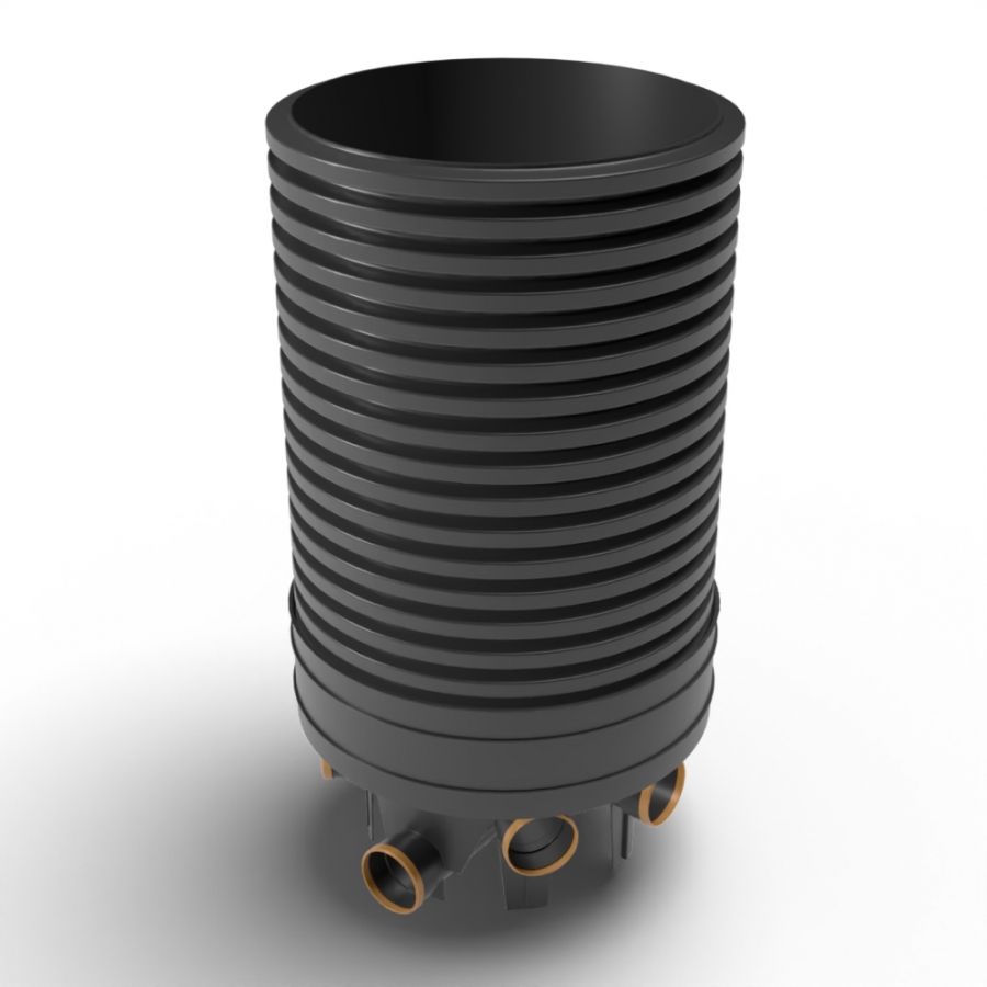 Inspection Chamber Set - 600mm Diameter x 1500mm Depth with 110mm Channel & 110mm Inlets
