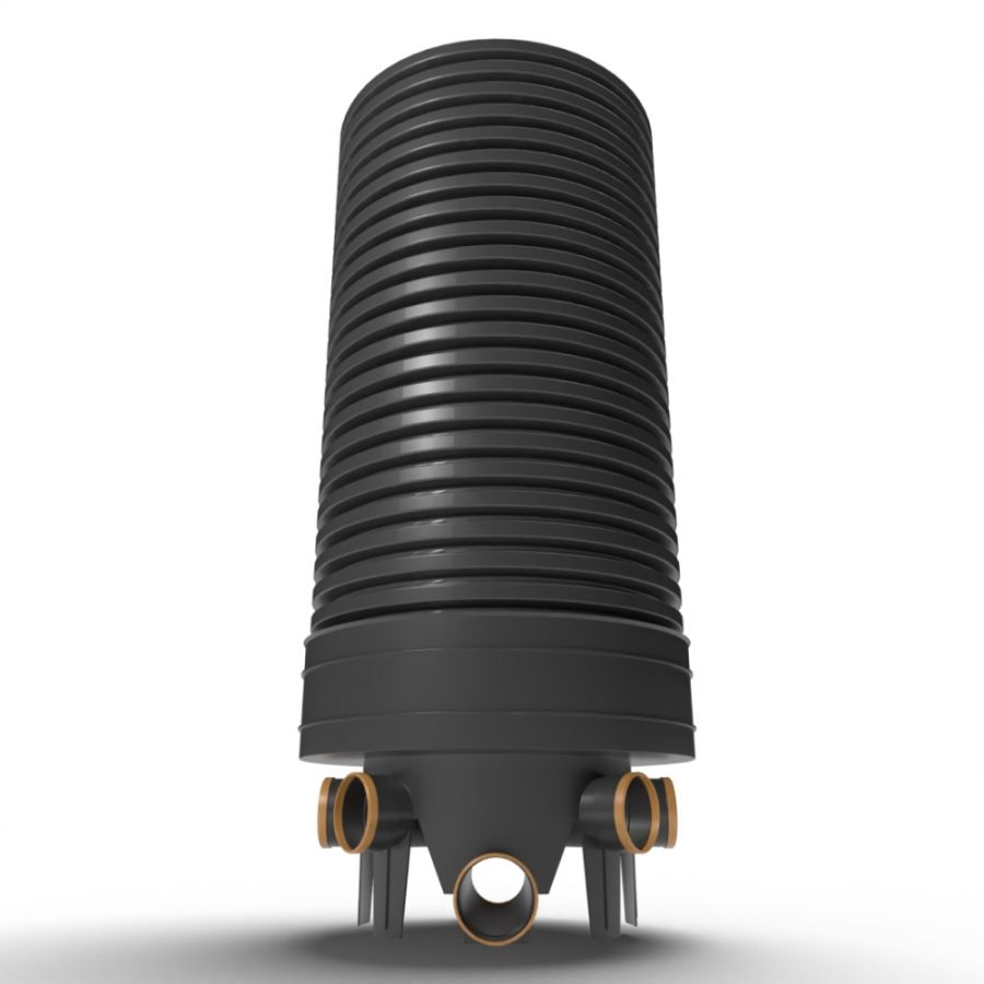 Inspection Chamber Set - 600mm Diameter x 1960mm Depth with 110mm Channel & 110mm Inlets
