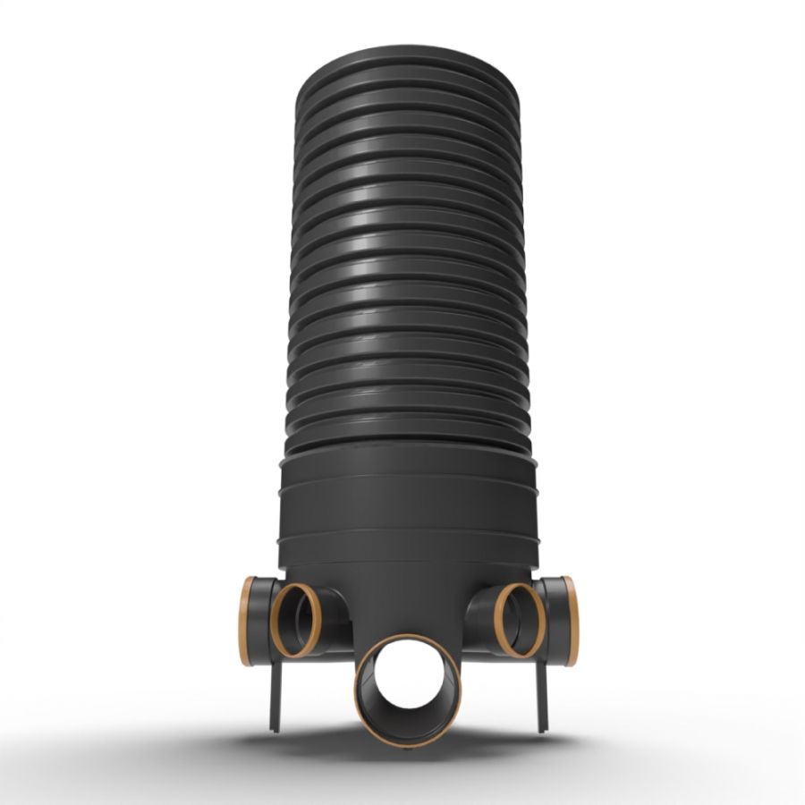 Inspection Chamber Set - 450mm Diameter x 1550mm Depth with 160mm Channel & 160mm & 110mm Inlets